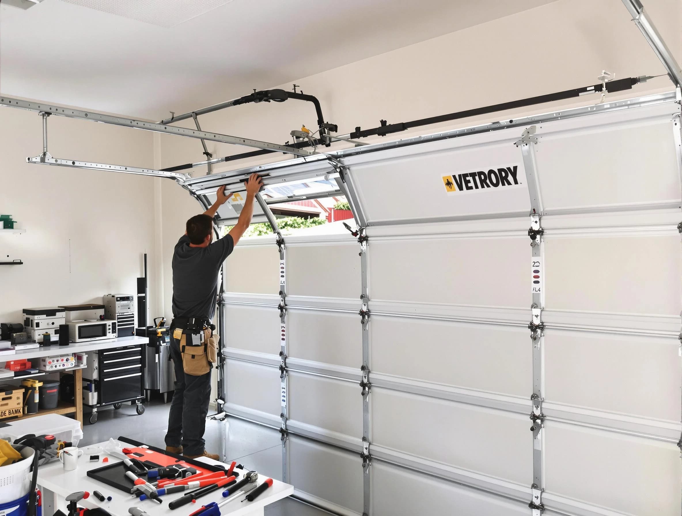 Summit Garage Door Repair technician performing section replacement in Summit