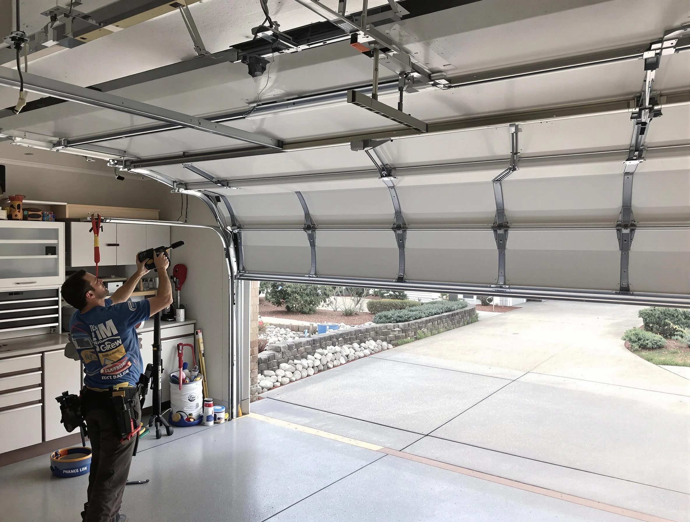 Garage door track repair service by Summit Garage Door Repair in Summit